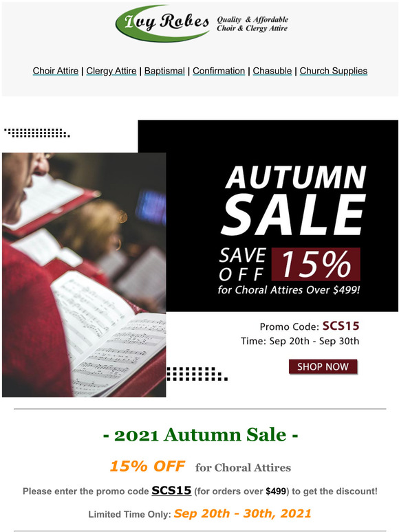 2021 AUTUMN SALE: 15% OFF!