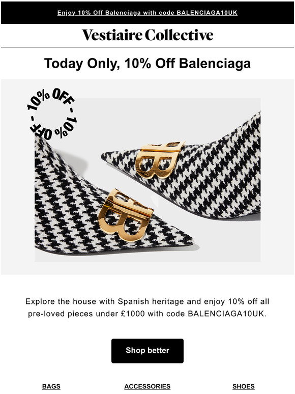Vestiaire Collective ES: Today Only, 10% Off Balenciaga | Milled