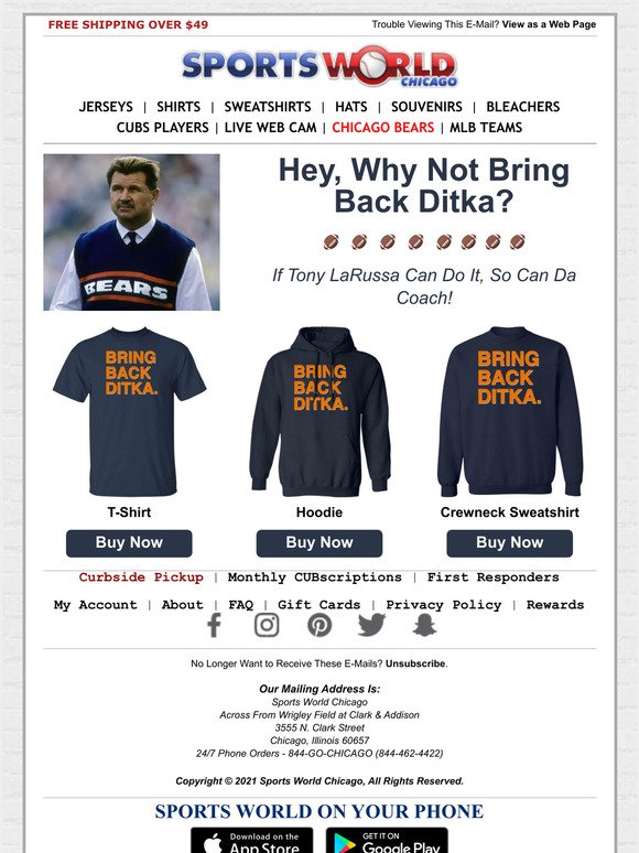  NOW AVAILABLE: Bring Back Ditka Gear