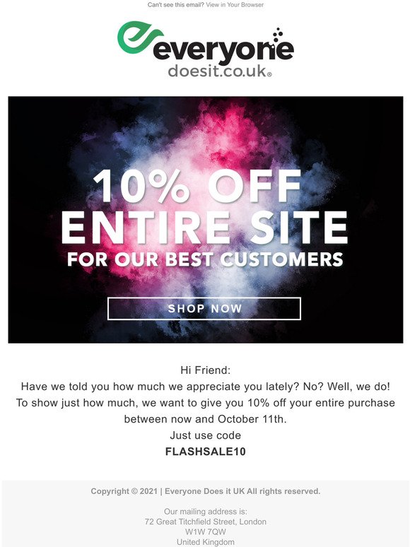 10% Off Entire Site for Our Best Customers