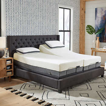 Sleep Science 13 inch Bamboo Cool Split King Mattress with Q-Plus Adjustable Base