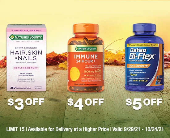 Limit 15. Available for delivery at a higher price. Valid 9/29/21 - 10/24/21.