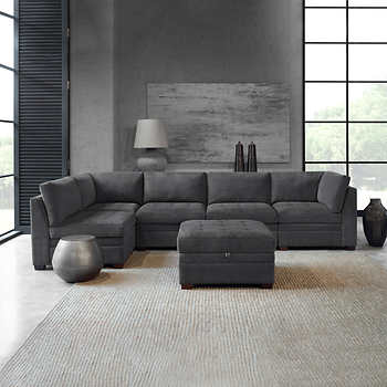 Tisdale Fabric Sectional with Storage Ottoman