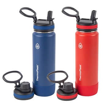 ThermoFlask 24 oz Water Bottles with 4 Lids