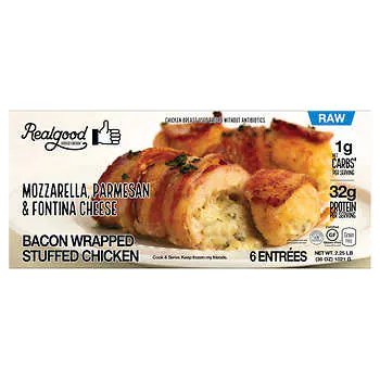 Realgood Foods 3-Cheese Bacon Wrapped Stuffed Chicken