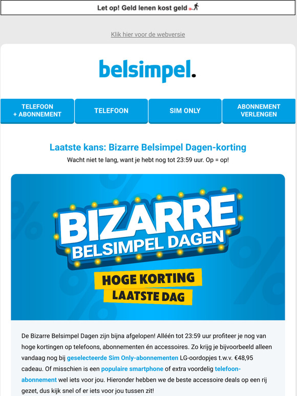 Je hebt nog tot 23:59 uur! 