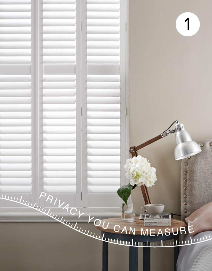 Reason 1 - Privacy you can measure - full height white shutters in bedroom