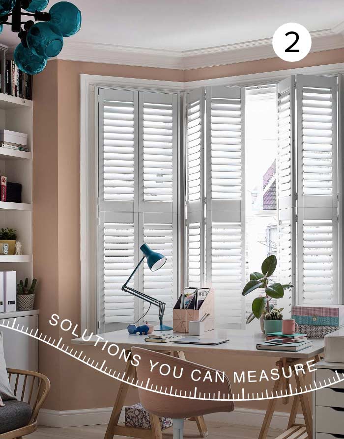 Reason 2 - Solutions you can measure - full height white shutters in bay window