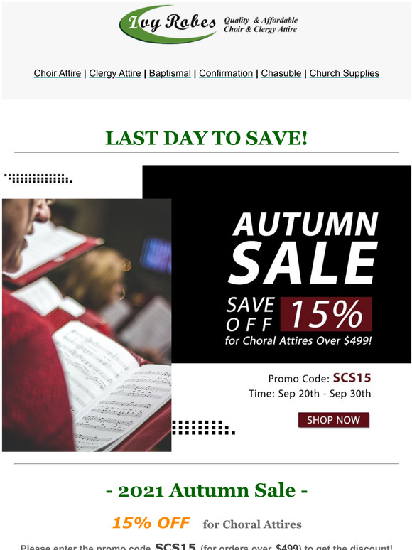 AUTUMN SALE LAST DAY: 15% OFF!