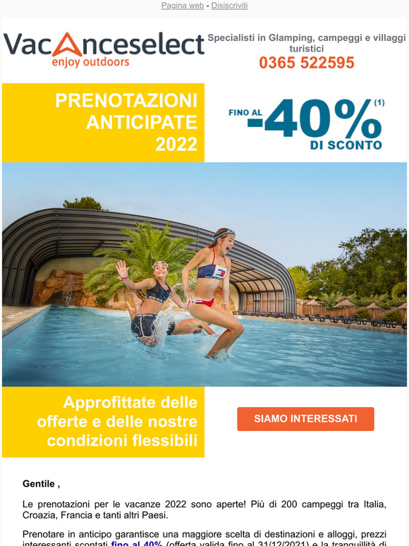  Apertura prenotazioni 2022