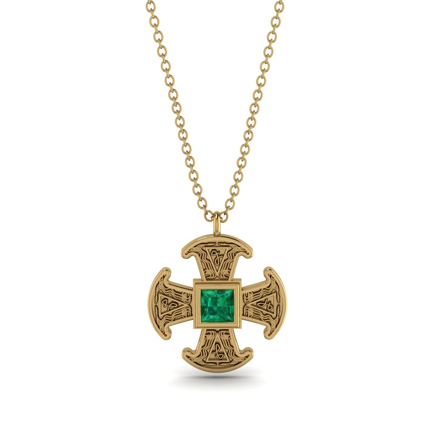Celtic Cross Emerald Necklace - Thomas No. 4