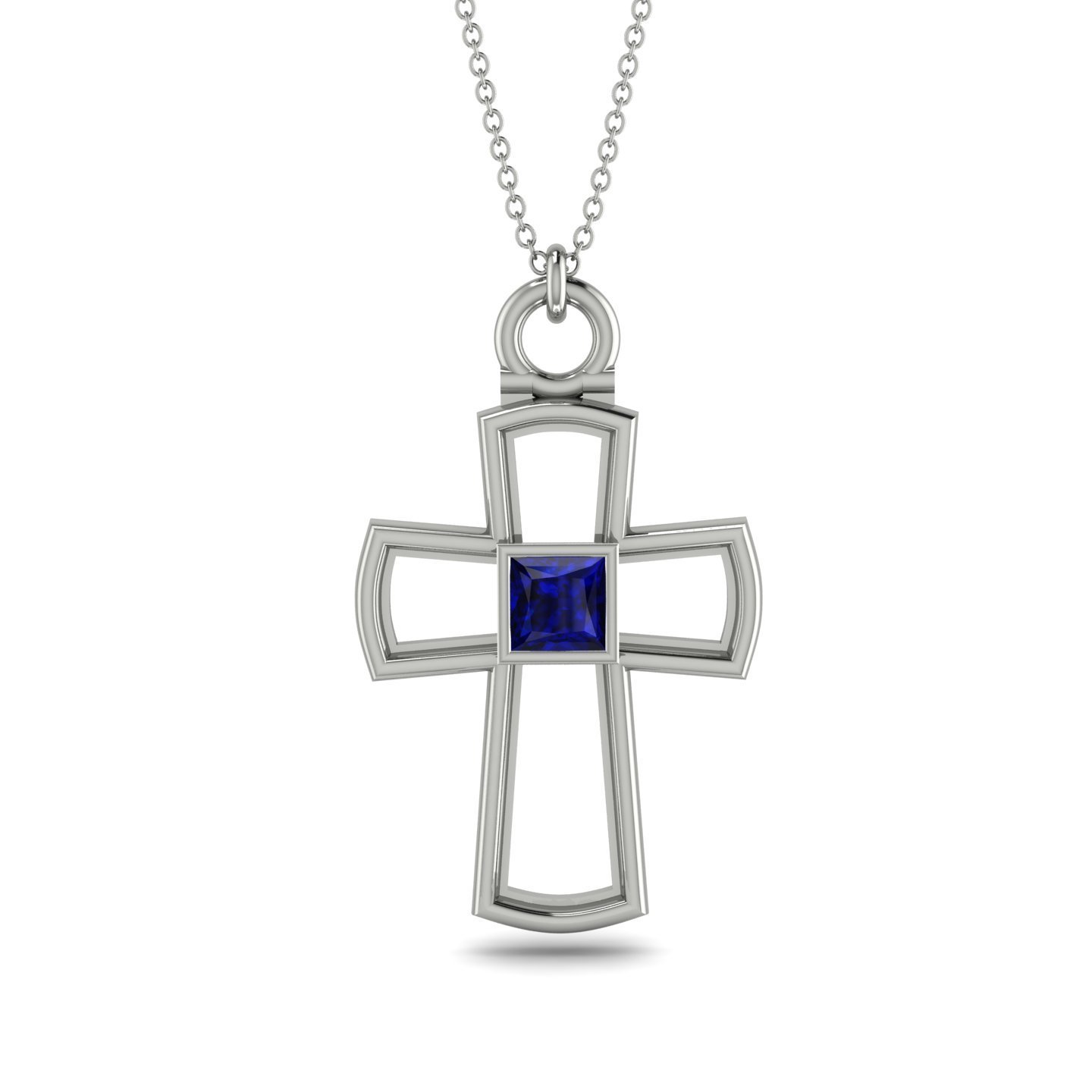 Minimalist Empty Sapphire Cross Necklace - Cameron No. 15