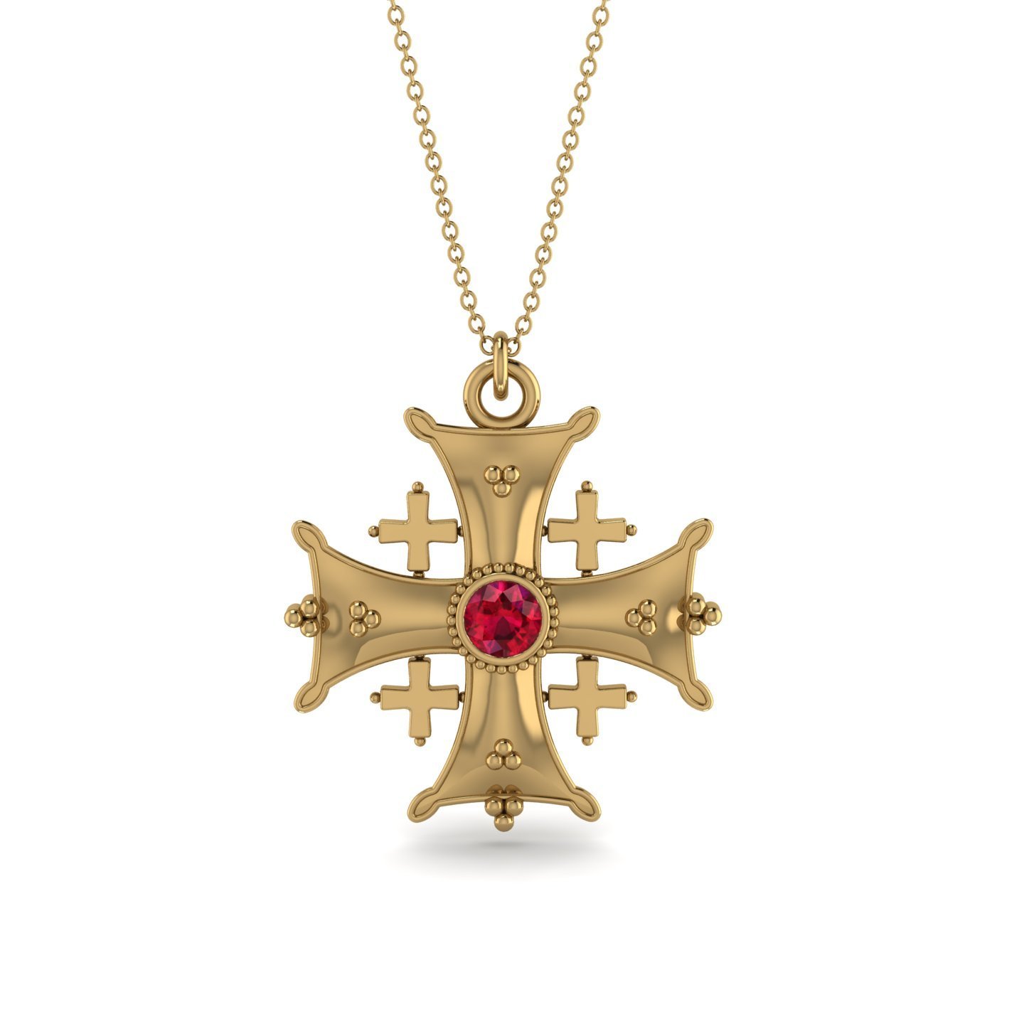 Jerusalem Ruby Cross Necklace - Elijah No. 10