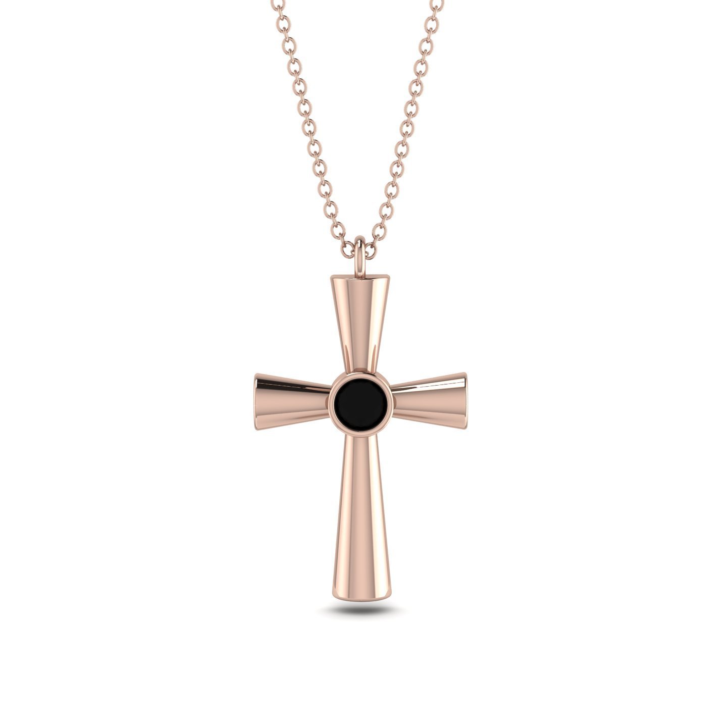 Minimalist Black Diamond Cross Necklace - Philip No. 8