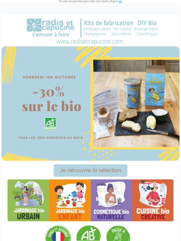 La journe du bio Radis et Capucine : -30% sur le bio vendredi 1er octobre