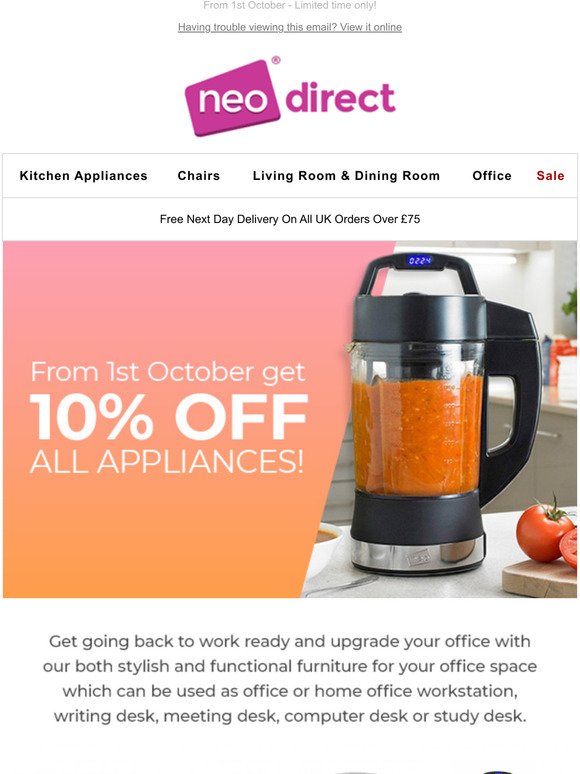 10% OFF ALL APPLIANCES
