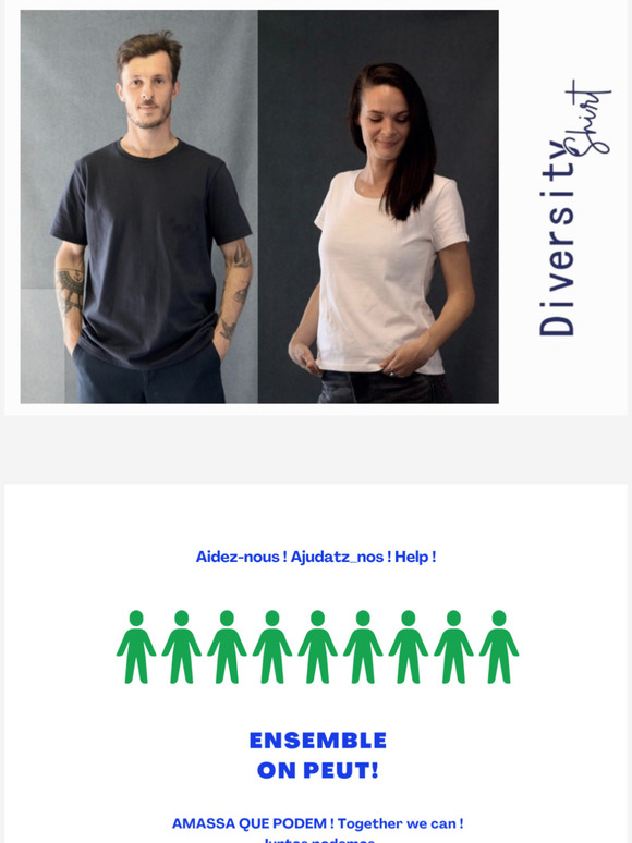 Aidez-nous ! Soyons solidaires ensemble  " Diversity-shirt " Gasconha Couture By Adishatz