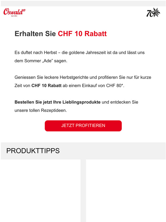 CHF 10 Rabatt sichern!