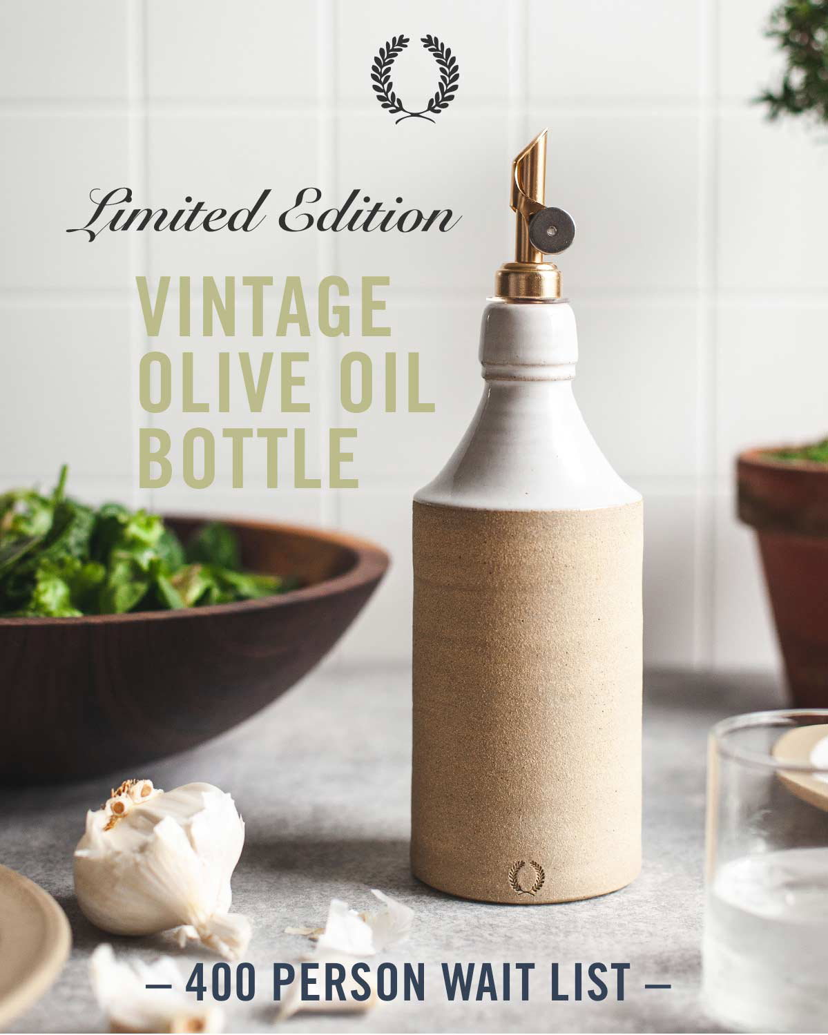 Farmhouse Pottery Olive Oil Bottle 8 oz