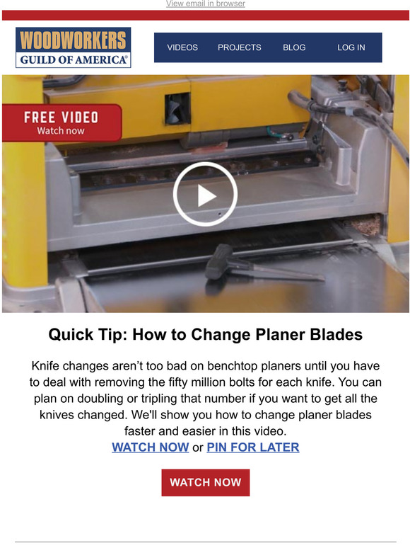 Woodworkers Guild of America Quick Tip How to Change Planer Blades Milled