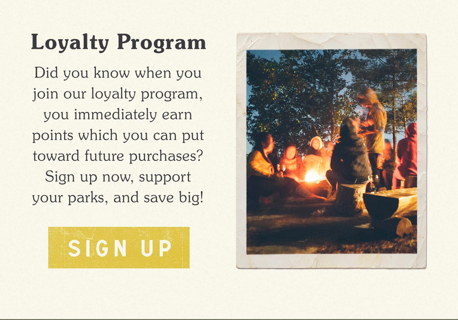 Parks Project | Sign Up For Loyalty Program