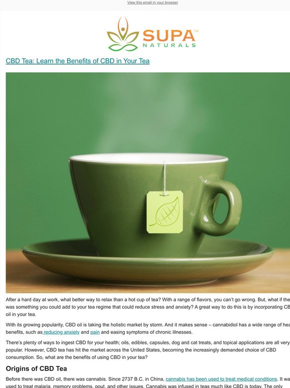 CBD Tea: Learn the Benefits of CBD in Your Tea