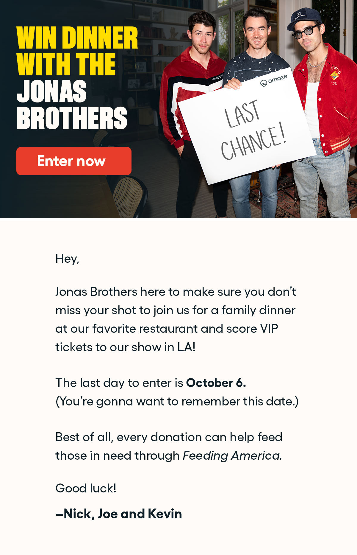 Omaze: LAST CHANCE: Join us for dinner in LA! | Milled