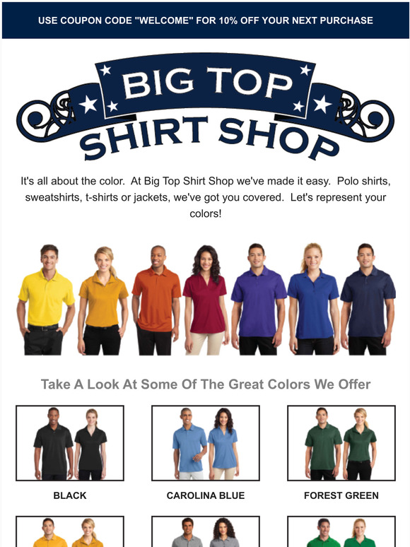 big top shirt shop address