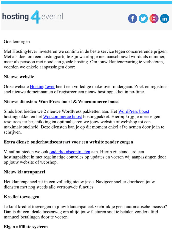 Hosting4ever: nieuwe website, klantenpaneel & diverse features!