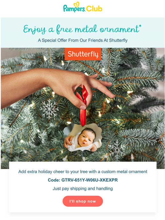 Pampers: Enjoy a FREE metal ornament from Shutterfly | Milled