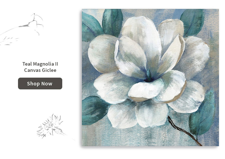 Teal Magnolia II Canvas Giclee 