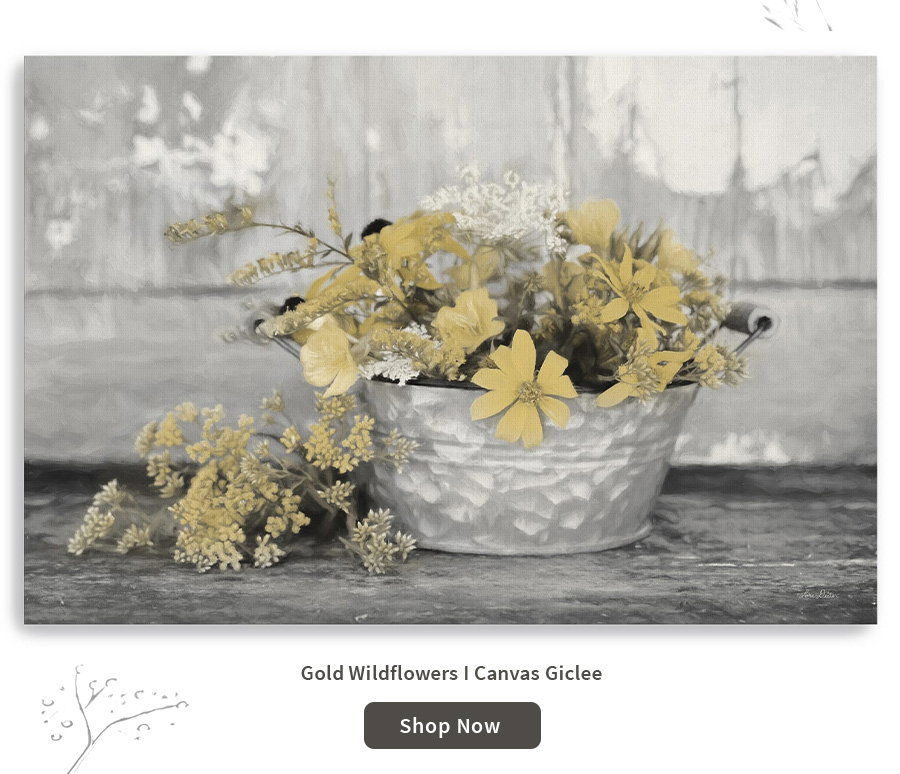 Gold Wildflowers I Canvas Giclee 