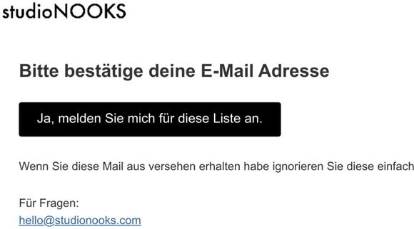 studioNOOKS: Bitte Anmeldung besttigen