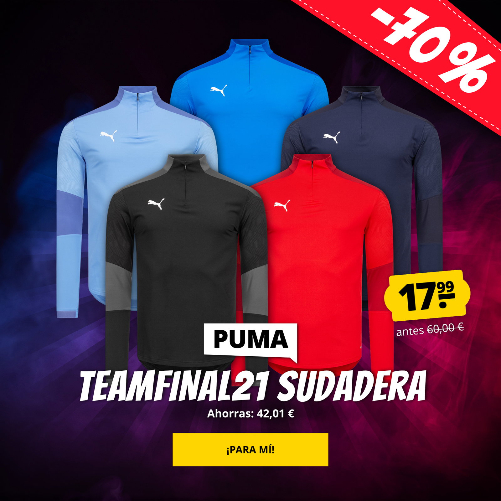 Deporte Outlet ES: Sudadera PUMA teamFINAL21 por solo 17,99 | Milled