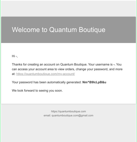 Your account on Quantum Boutique