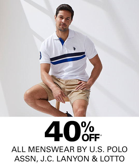 40% Off All Menswear by Us Polo Assn and JC Lanyon and Lotto