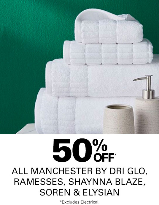 50% off all Manchester by Dri.Glo, Ramesses, Shaynna Blaze, Soren & Elysian
