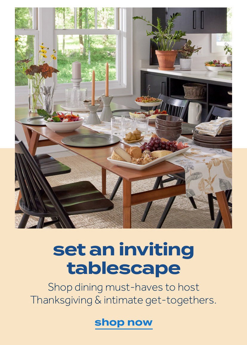 set an inviting tablescape | Shop dining must-haves to host Thanksgiving & intimate get-togethers. | shop now