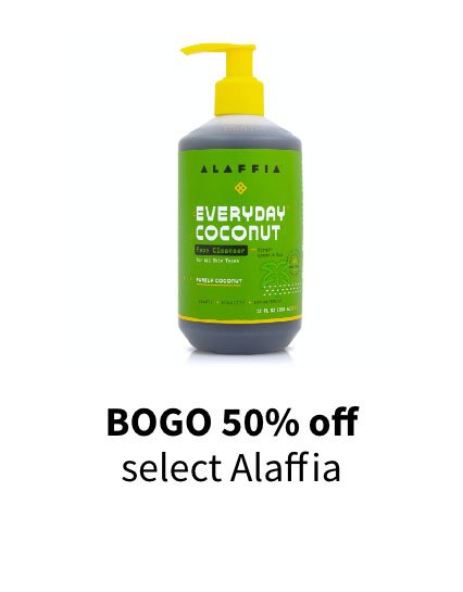 BOGO 50% off select Alaffia