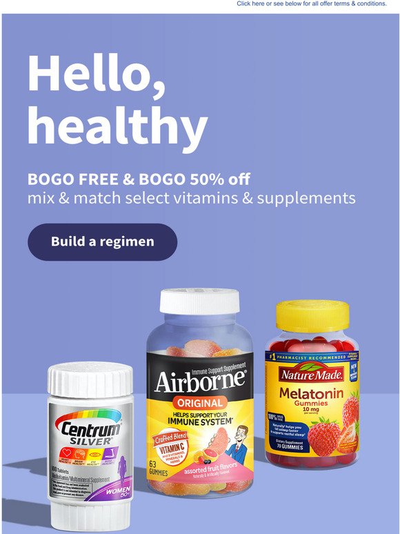 You know you wanna click this message... Select vitamins & supplements are BOGO FREE + BOGO 50% off (how excited are you?)