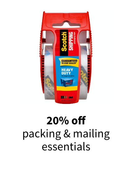 20% off packing & mailing essentials