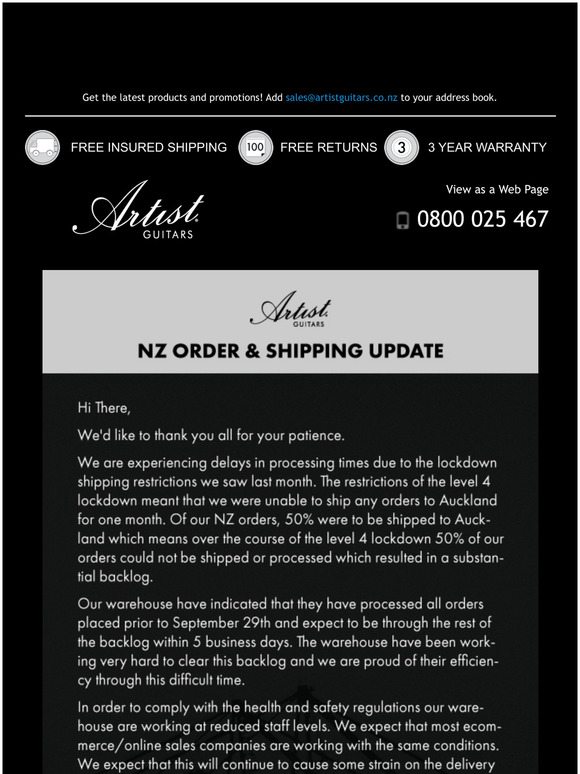 Shipping and Order Processing Update