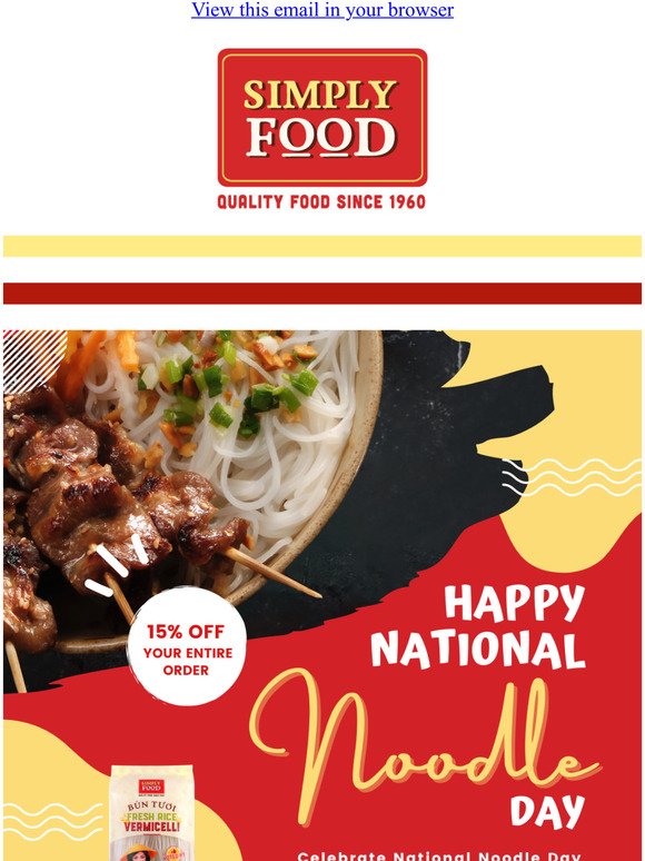 15% OFF for National Noodle Day!
