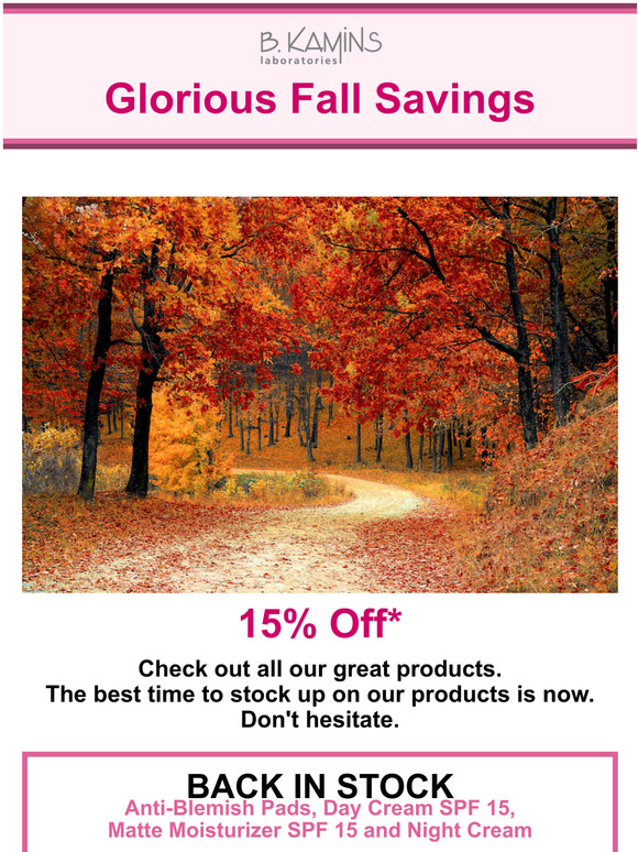 Glorious Fall Savings - 15% Off!
