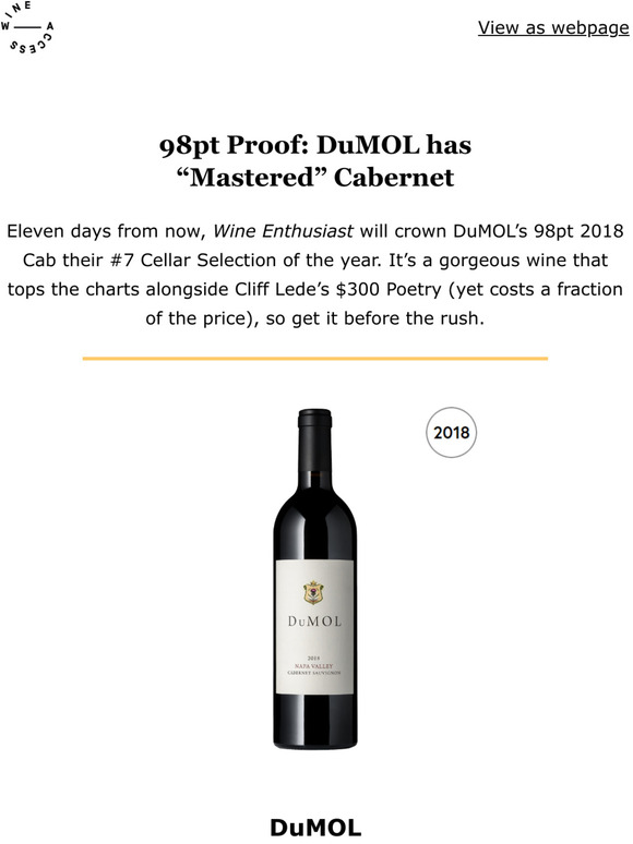 Wine Access 98pt Napa Cab Tops the 2018 Charts Milled