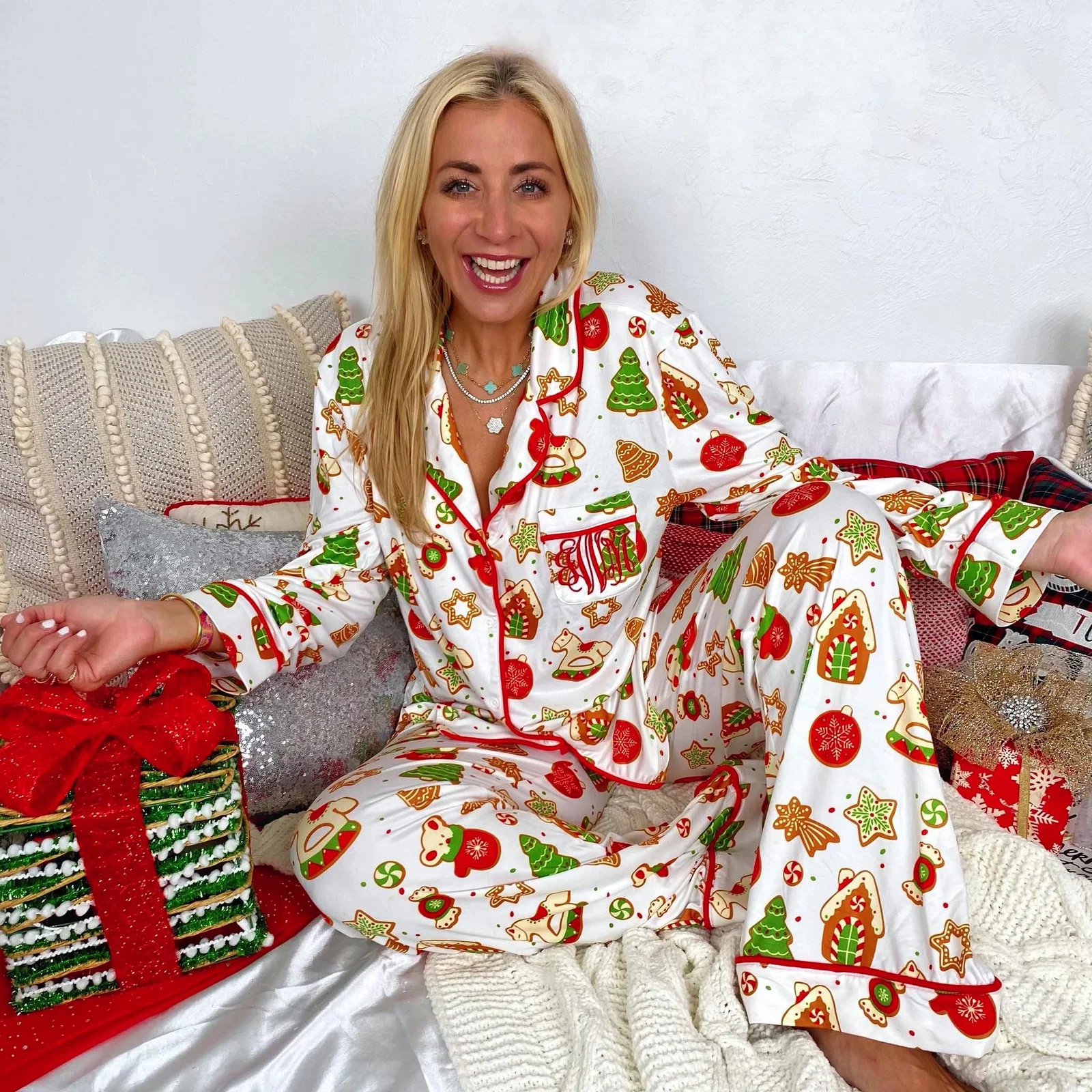 Monogram Christmas Cookie Pajama Set