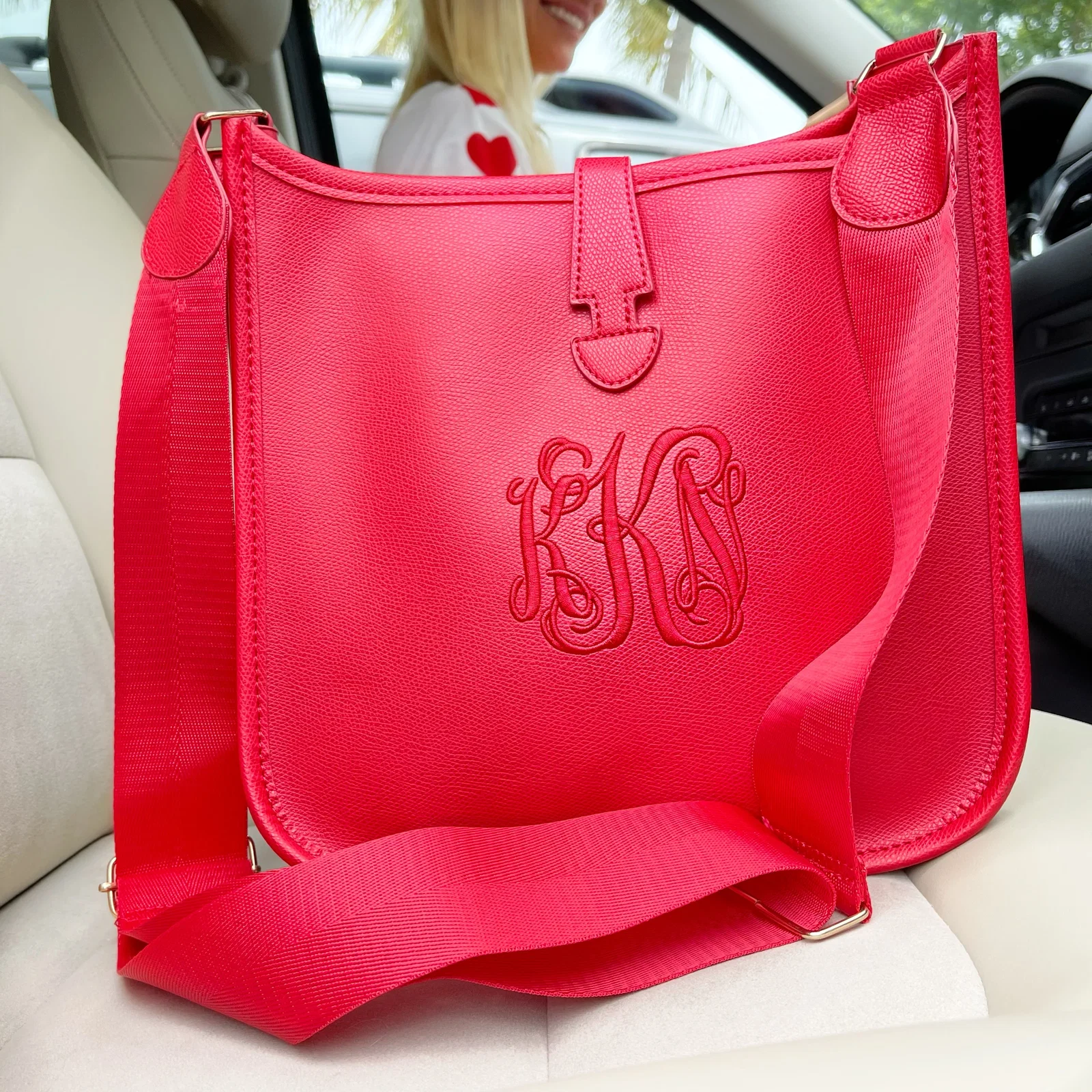 Image of Monogram Red Crossbody Handbag