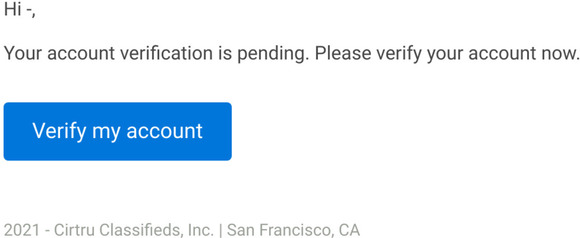 Account verification pending, -