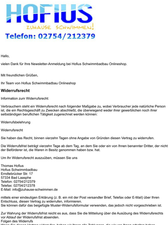 Vielen Dank fr Ihre Newsletter-Anmeldung