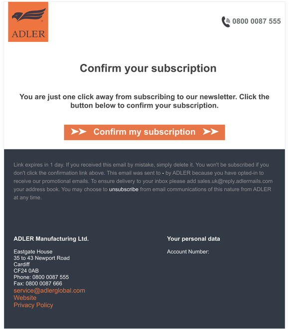  Confirm newsletter registration